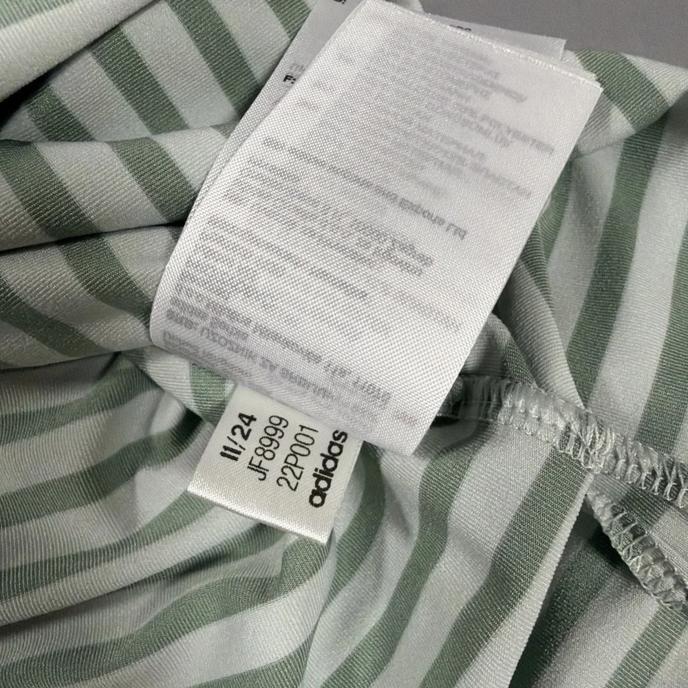 Adidas Golf Shirt‎ Mens Medium Light Green Striped Riverside Golf Course Polo